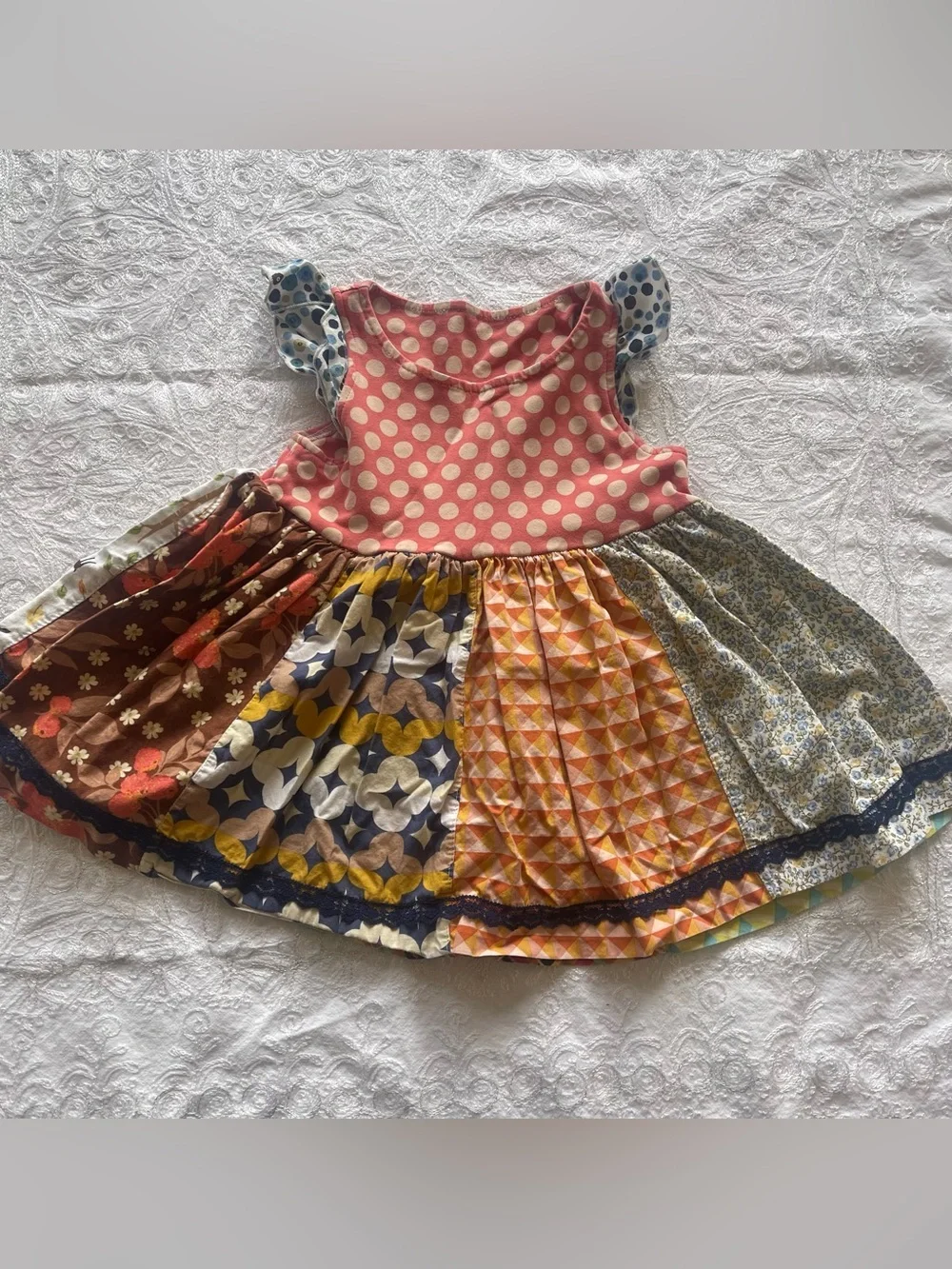 GUC Platinum Polka Dot Patchwork Dress/Tunic - Pink Multi Sz 6 - Picture 1 of 6